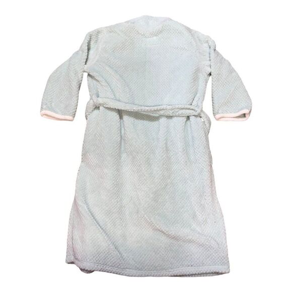 Oscar De La Renta Pink Label Womens XL Bathrobe Soft Plush Mint Green Chevron - Picture 4 of 4